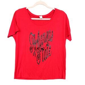 Arkansas State Bella Red Boxy Tee Black Glitter Size Small